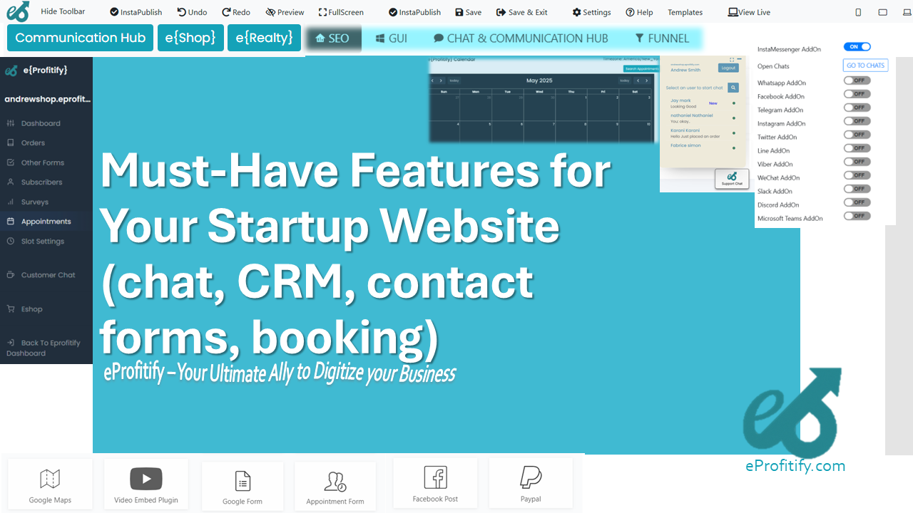 Must-Have Features for Your Startup Website (chat, CRM, contact forms, booking)